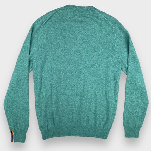 $616 PAUL SMITH 100% CASHMERE Green Crewneck Long Sleeve Sweater Mens Size M - Picture 12 of 16
